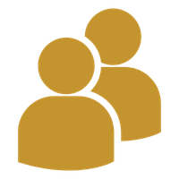 Two golden person icons overlapping on a white background.