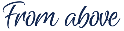 Cursive text 'From above' on a white background.